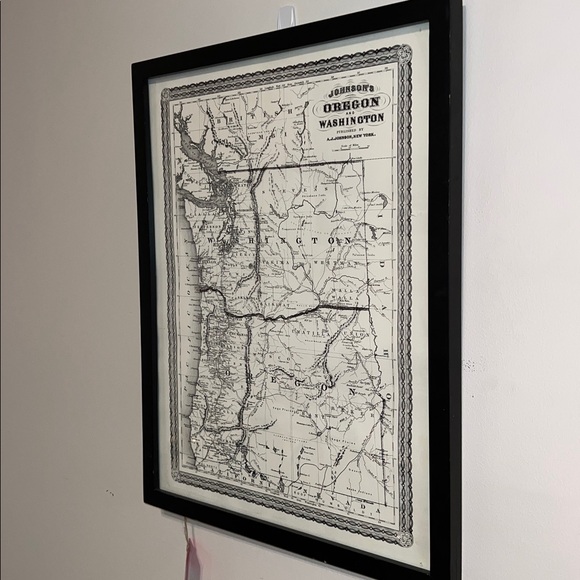 Framed Vintage Map: Oregon and Washington - Picture 4 of 5